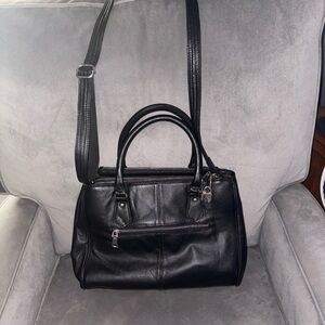 Elegant Roma Black Leather Carry and Conceal Handbag